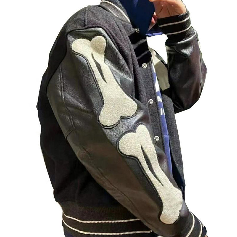 Oem Sportswear Hot Sale Embroidered Chenille Patches Leather Sleeves Letterman Baseball College Varsities Jacket Custom