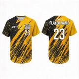 Custom Grunge V-Neck Sublimation Baseball Jersey Teamwear