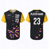 Custom Butterfly Print Baseball Jersey Button Down OEM
