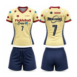Custom Sublimated Polka Dot Short Sleeve V-Neck Pickleball Apparel Jersey and Shorts Set