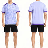 Unisex Pickleball Jersey - Purple Floral Short Sleeve Custom Heat Transfer Printing Shirt