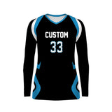 Custom wholesale women logo cheap unified new sublimated team long sleeves kids black design for women volleyball uniform jersey