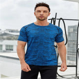 Gym Wear Tees Men Slim Bodybuilding Short Sleeve Shirts Polyester Drying Fit Shirts Athletic Wear