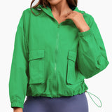 New Style Drawstring Zipper Yoga Jacket Long Sleeve Coat