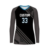 Custom wholesale women logo cheap unified new sublimated team long sleeves kids black design for women volleyball uniform jersey