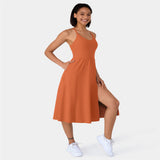 Casual Elegant Flare Dress Women Sleeveless Side Pocket Mini Casual Dress